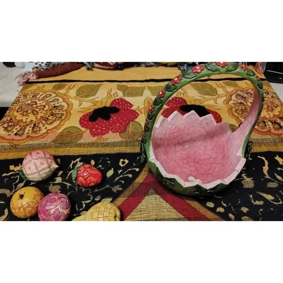 Jim Shore 2007 A Taste Of Summer’s Goodness Basket Watermelon 6 Pieces Of Fruit - Picture 10 of 16